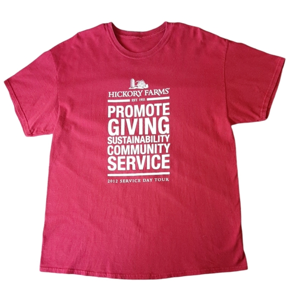 Hickory Farms Mens XL Red "Day of Service" 2012 Tour Short-Sleeve T-Shirt - Picture 1 of 7